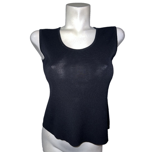 Misook Top Women's Size PS Black Sleeveless Stretch Knit Tank Shell Pullover - Picture 1 of 9